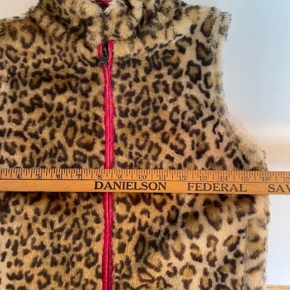 Faux Fur Leopard & Pink Vest Girls Size M (7/8) - Picture 8 of 9